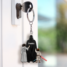 Load image into Gallery viewer, “Every Adventure Starts with Dad” – Galaxy Dad Keychain - Personalized Gift for Dad &amp; Grandpa Keychains PopCulturePrints
