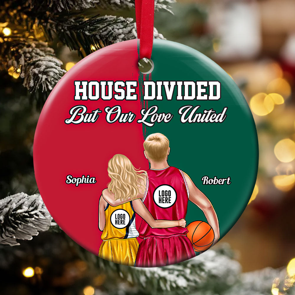 Personalized Basketball Couple Ornament - House Divided - Valentine's Day Gifts Ornament PopCulturePrints