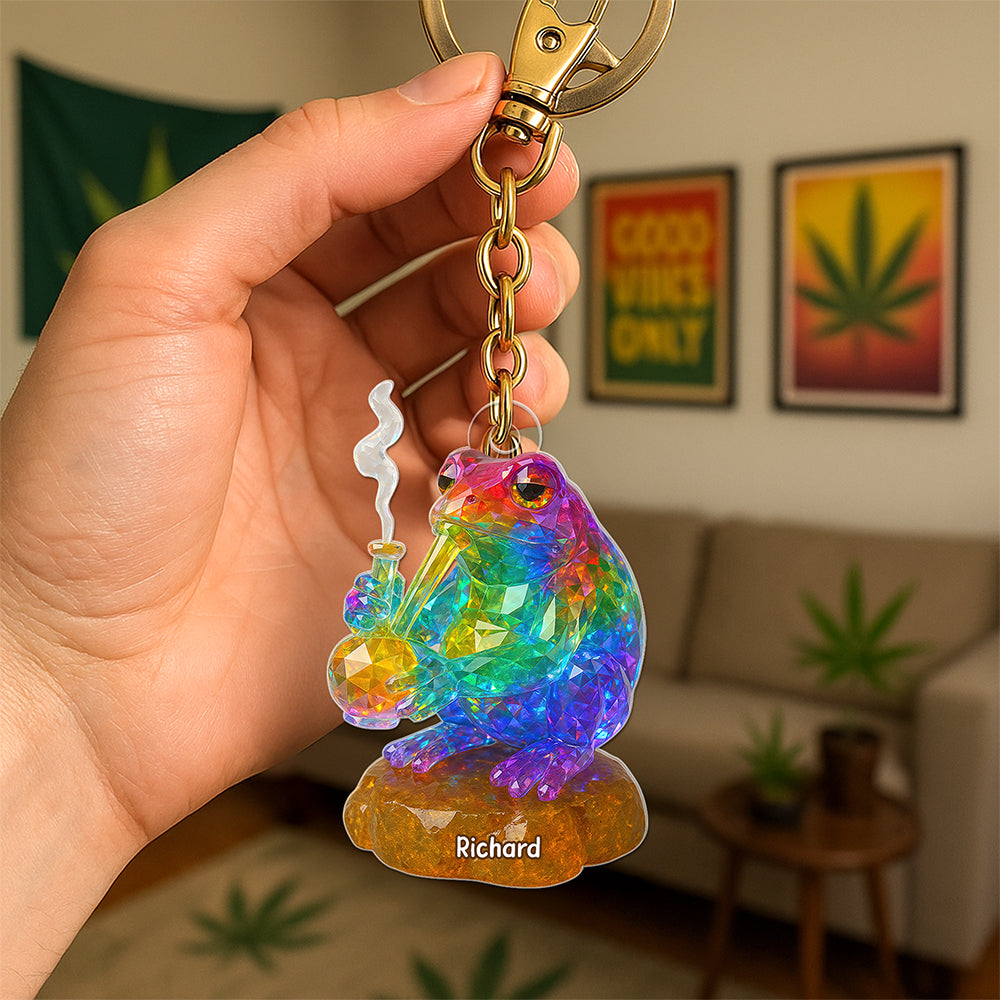 “Get High on Life” - LGBTQ+ Toker Frog Keychain - Personalized Gifts for Weed Lovers Keychains PopCulturePrints