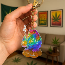 Load image into Gallery viewer, “Get High on Life” - LGBTQ+ Toker Frog Keychain - Personalized Gifts for Weed Lovers Keychains PopCulturePrints
