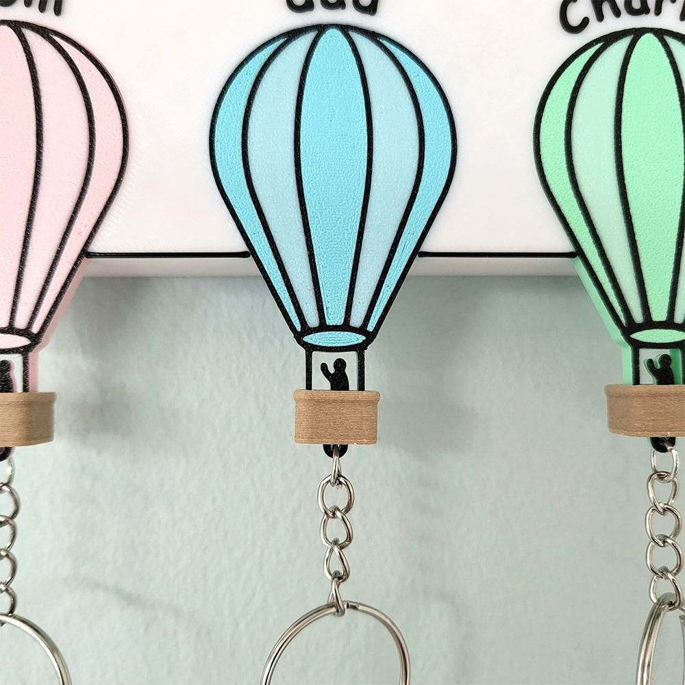 Personalized Hot Air Balloon Family Key Holder