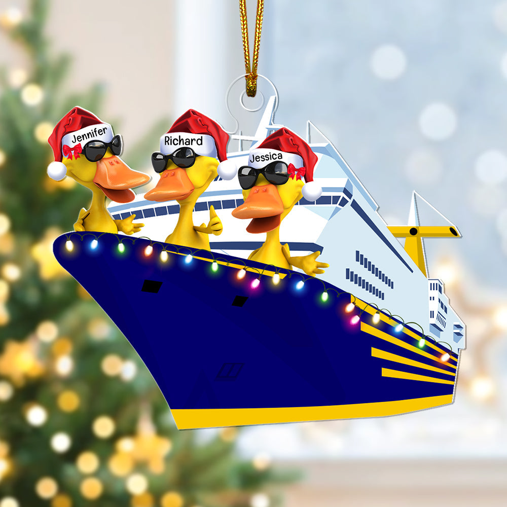 Personalized Christmas Ornament for Duck Lovers - Cruising Ducks Design