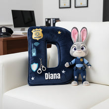 Load image into Gallery viewer, Cute Police Buddy Initial Pillow - Personalized Gift for Police Officers Pillow PopCulturePrints
