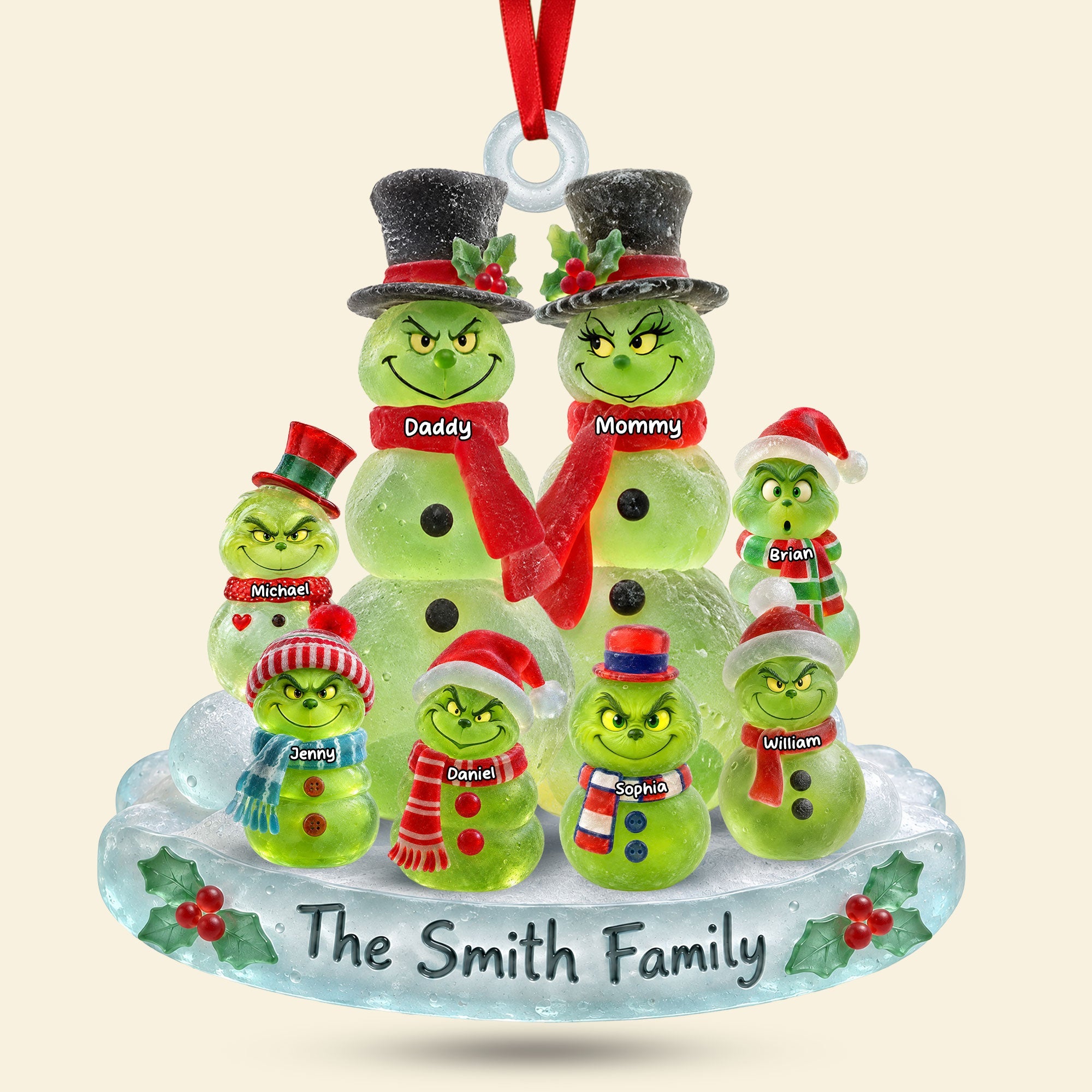 Celebrate Togetherness with Our Cute Grouchy Mischief Snowman Family Ornament - Personalized Christmas Gift for Everyone