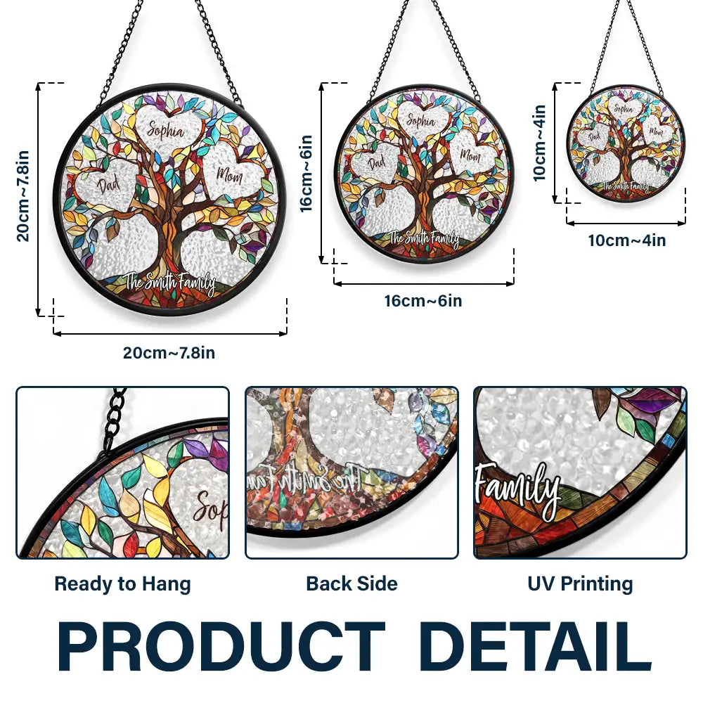 Mom’s Family Tree of Love - Custom Stained Glass Window Suncatcher Suncatcher Ornament PopCulturePrints