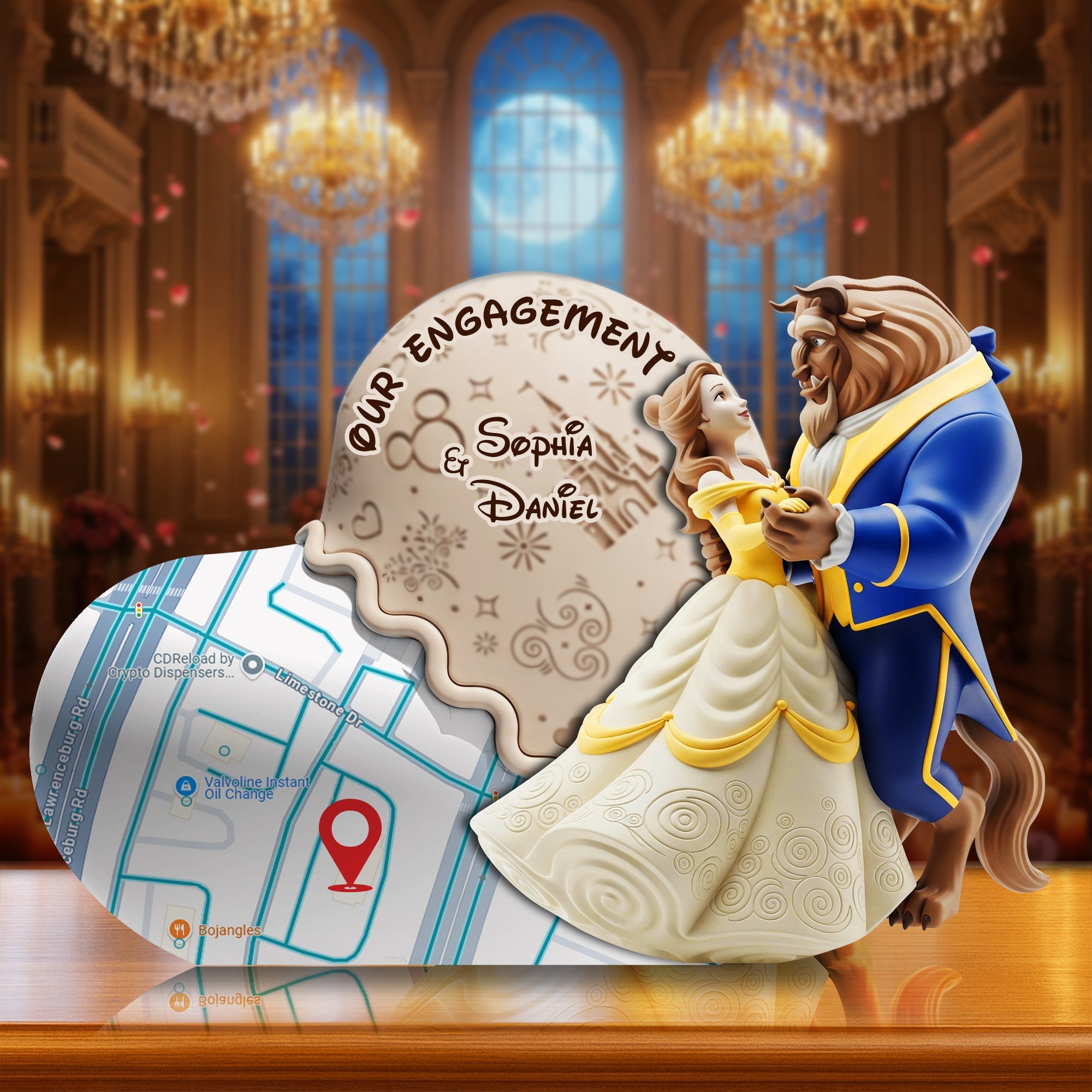 Our Engagement, A Journey of Love - Personalized Couple's Sweet Engagement Acrylic Plaque Shaped Plaques PopCulturePrints