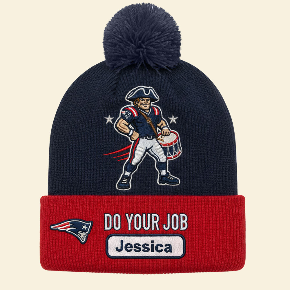 “Gear Up for Game Day” - Personalized Bobble Beanie Hat - Custom Gifts for Sports Fans Hat PopCulturePrints