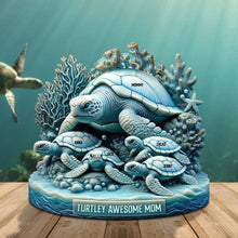 Load image into Gallery viewer, Turtley Awesome Mom - Personalized Wood Sign | Unique Gift for Mom and Grandma Wood Sign PopCulturePrints
