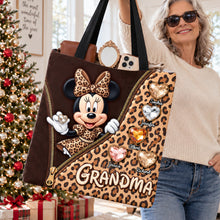 Load image into Gallery viewer, “A Grand Adventure Awaits” - Personalized Leopard Heart Tote Bag - Custom Gifts for Grandma Tote Bags PopCulturePrints
