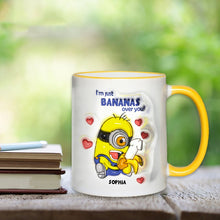 Load image into Gallery viewer, Personalized Minion-Themed Coffee Mug for Couples - &#39;Bananas Over You&#39;
