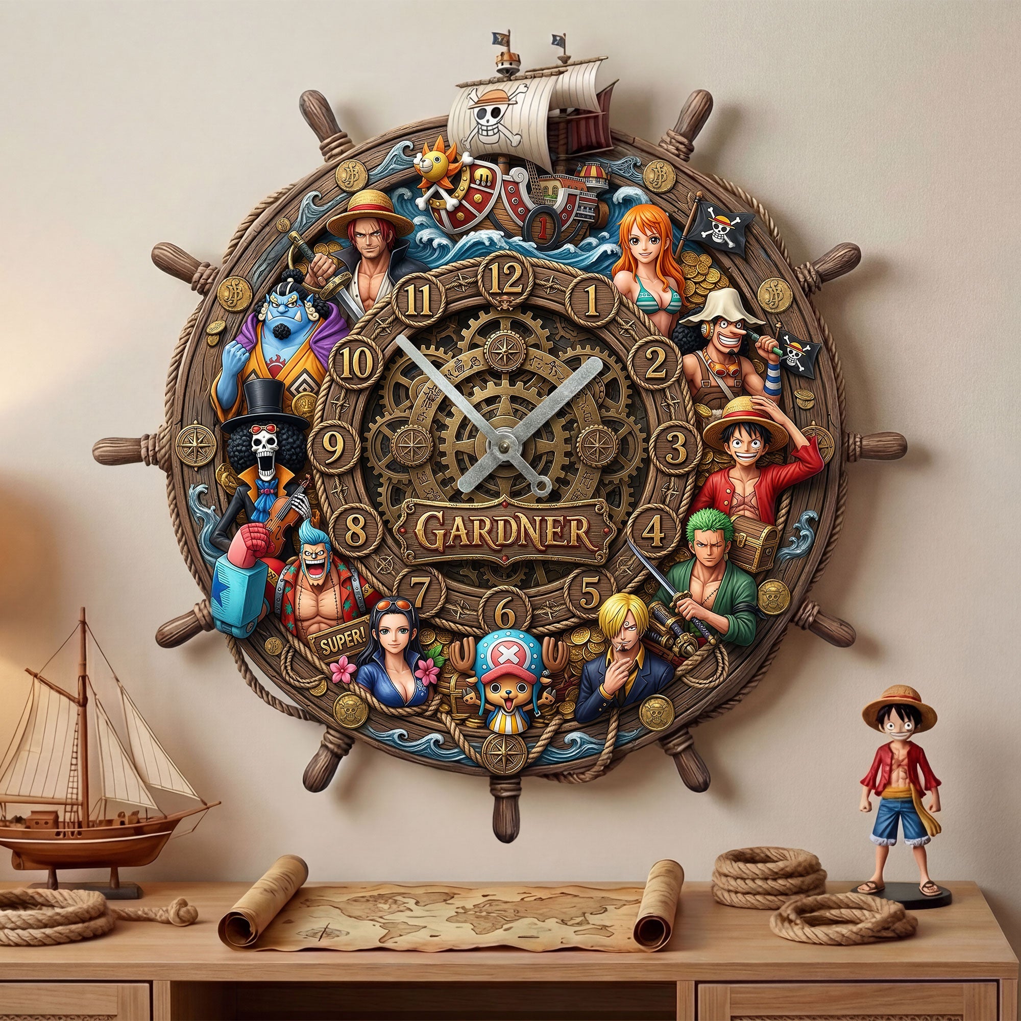 “Time to Sail Away with Your Favorite Anime!” - Anime Acrylic Hanging Wall Clock, Personalized Gift for Anime Lovers Hanging Wall Clock PopCulturePrints