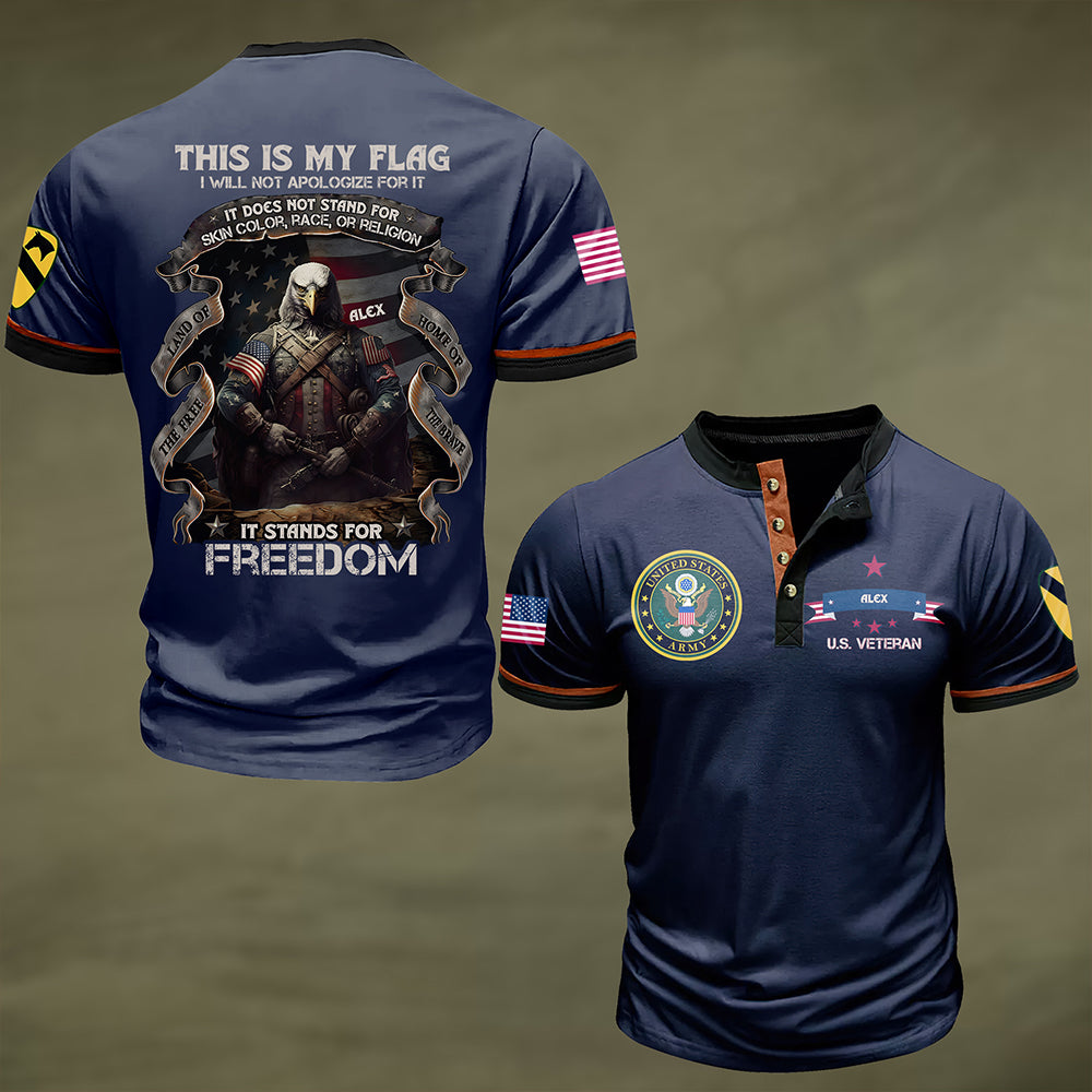 Personalized Veteran T-Shirt - This Is My Flag, Stands for Freedom