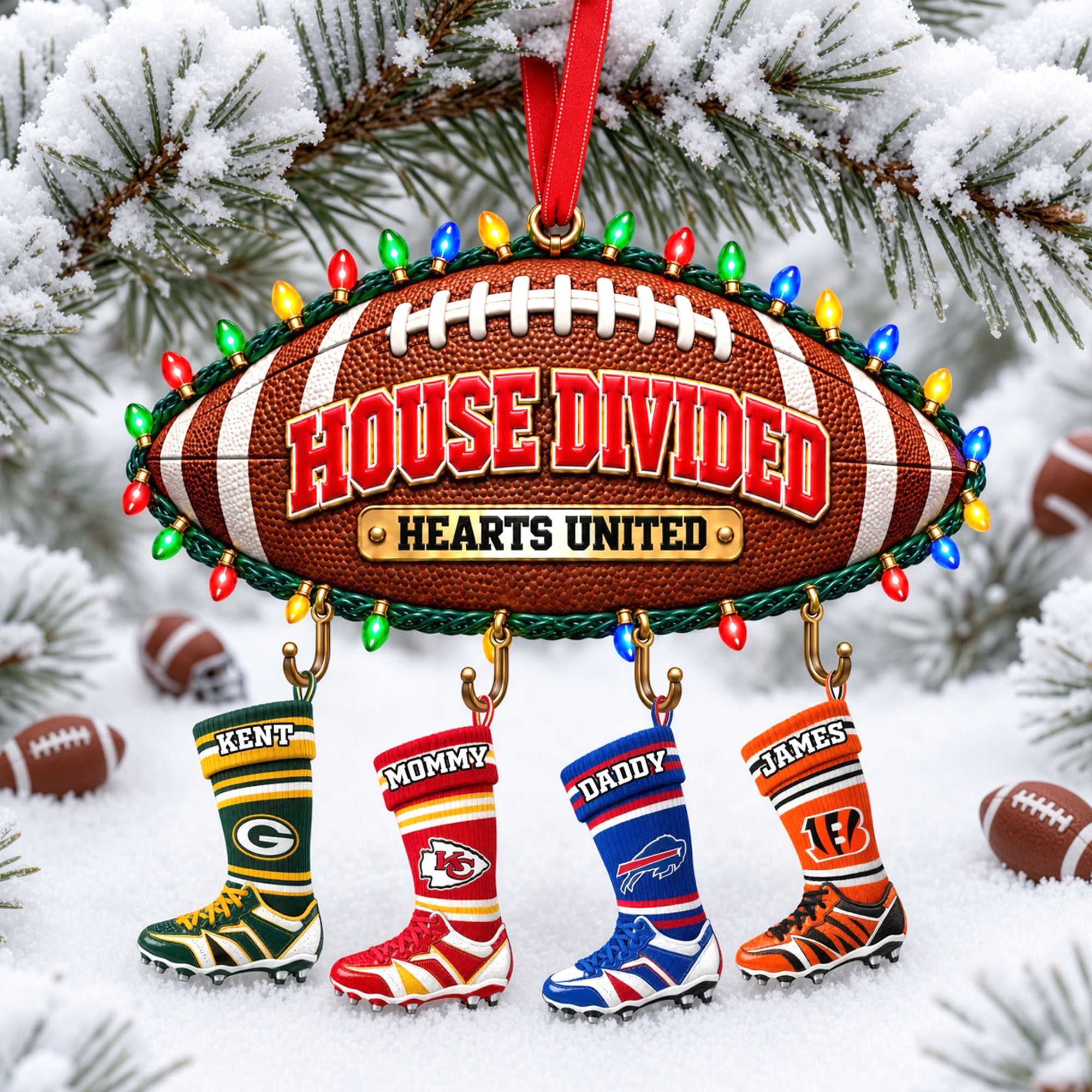 Celebrate Love Across Rivalries - House Divided Christmas Ornament, Personalized Gift for Sports Lovers