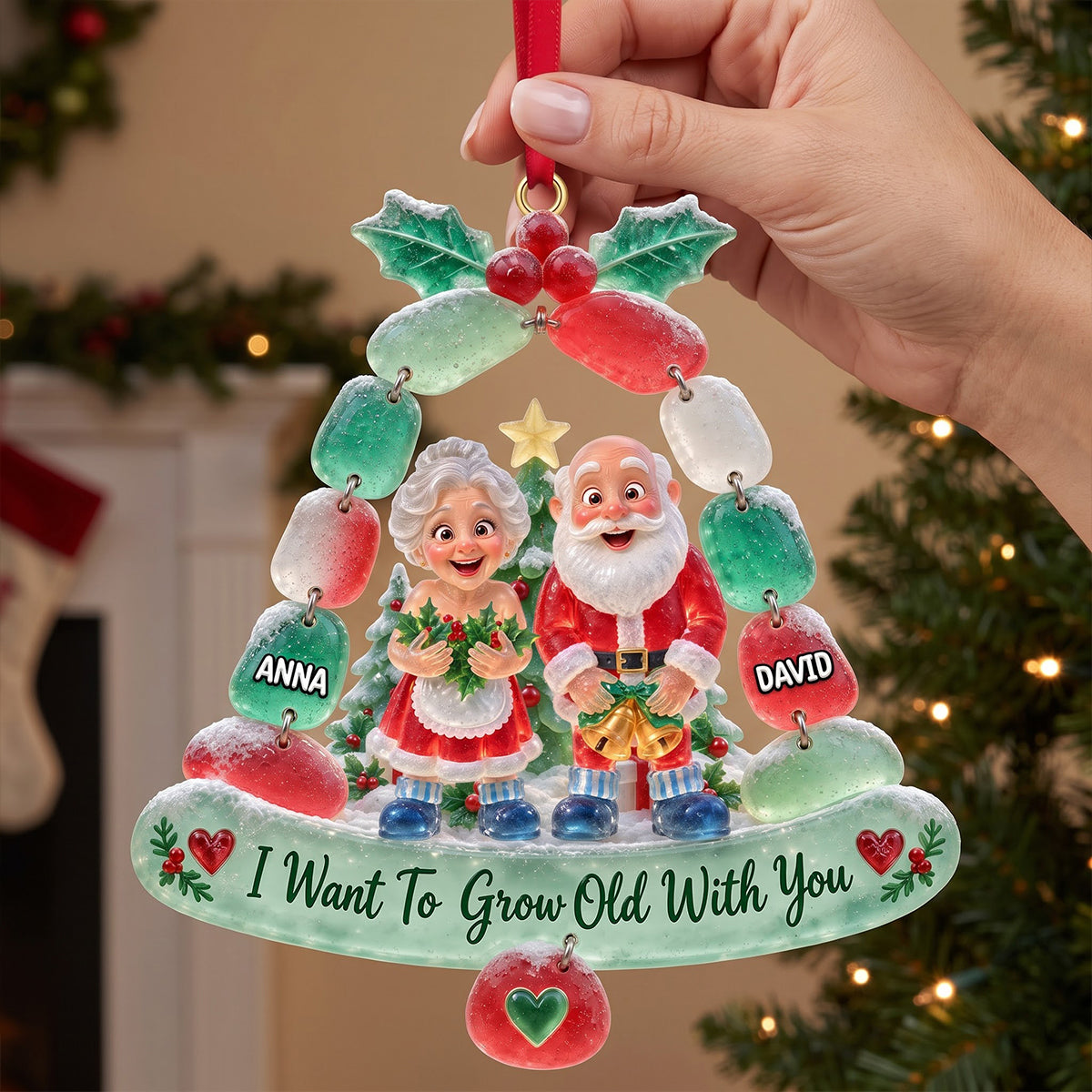 I Want To Grow Old With You - Personalized Mischievous Old Couple Acrylic Ornament - Unique Gifts for Couples