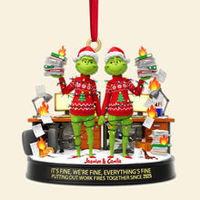 Load image into Gallery viewer, &quot;It’s Fine, We’re Fine, Everything’s Fine&quot; - Personalized Christmas Gift, Custom Coworker Acrylic Ornament Ornament PopCulturePrints
