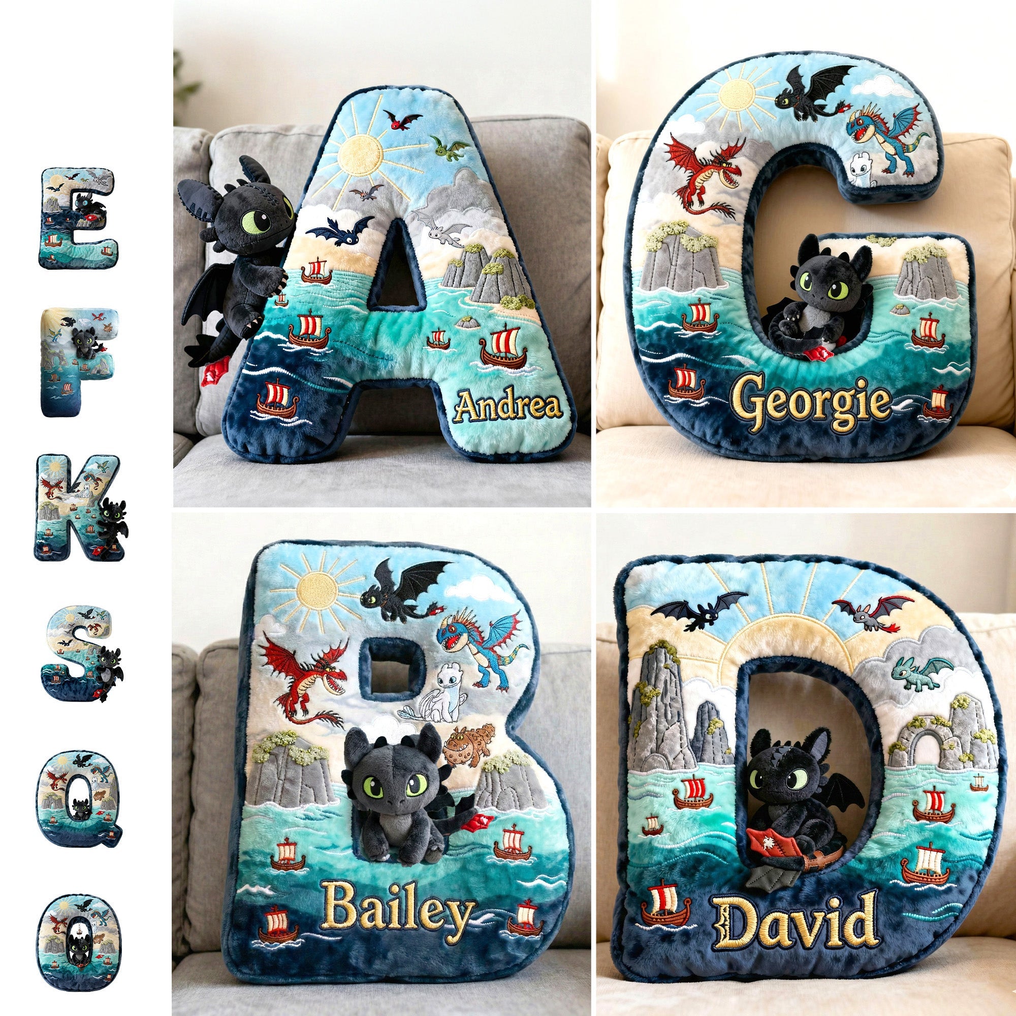 Create Magical Adventures with Our Fantasy World Alphabet Pillow - Personalized Gifts for Kids & Cuteness Lovers Pillow PopCulturePrints