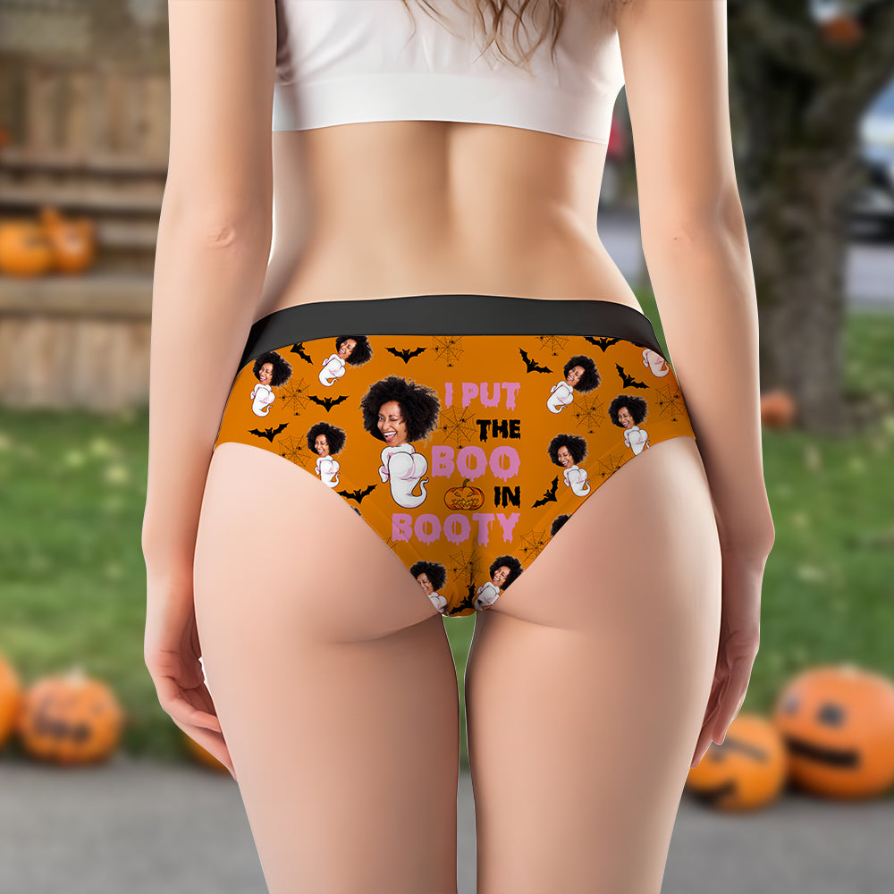 Custom Halloween Women's Briefs - Boo In Booty Design