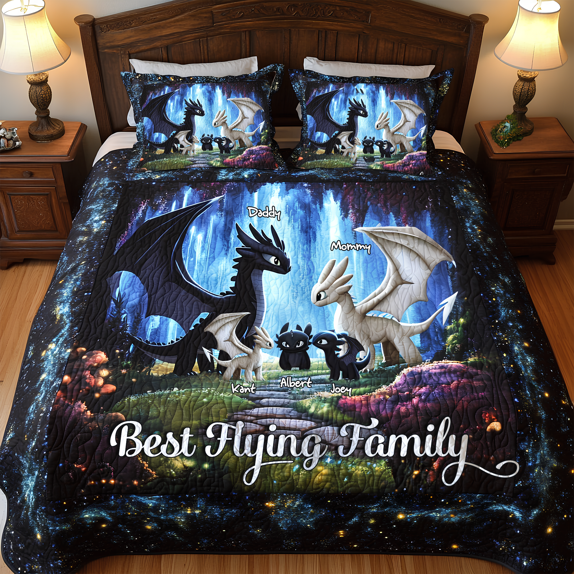 Best Flying Family Quilt Bed Set - Personalized Gift for Families Blanket PopCulturePrints