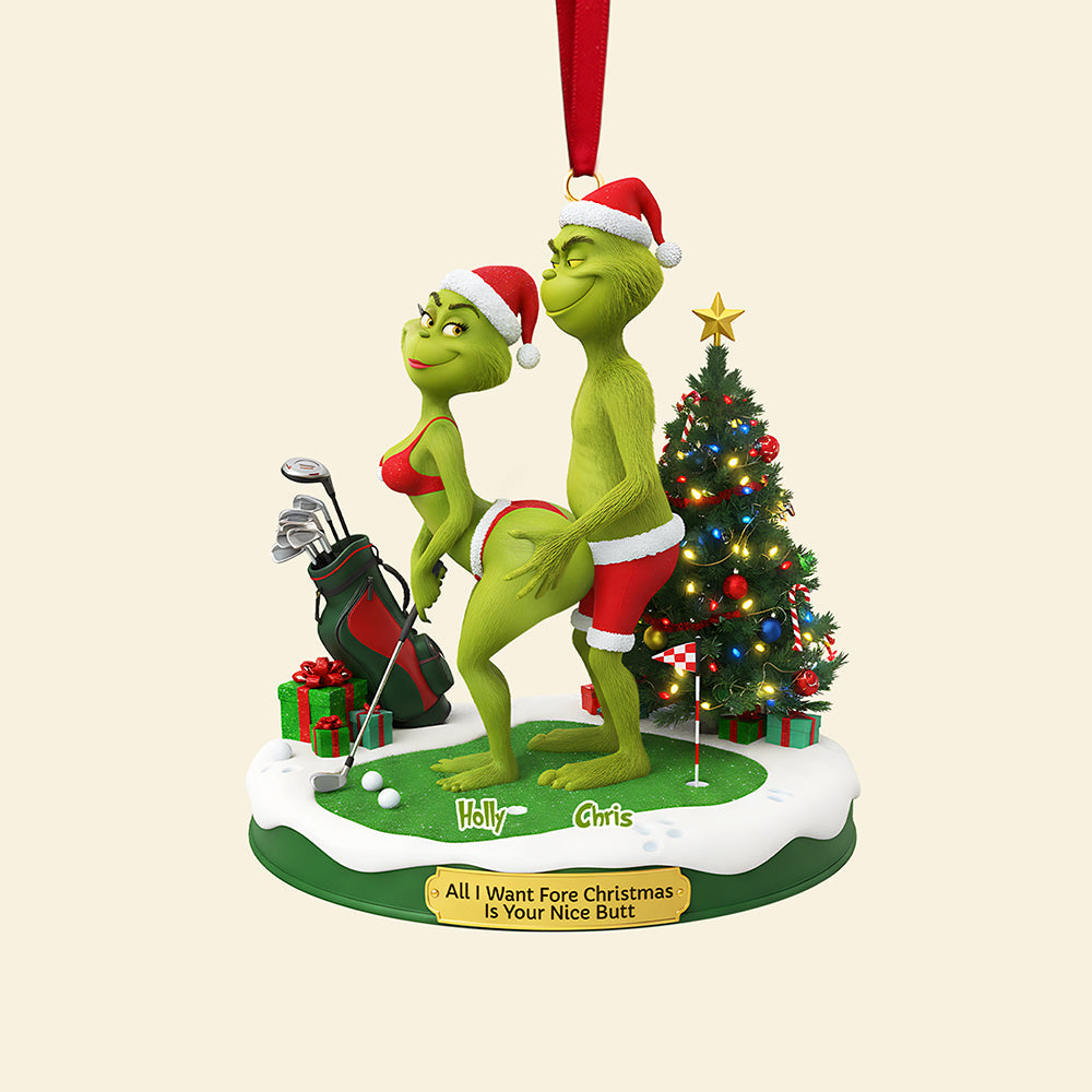 All I Want Fore Christmas Is Your Nice Butt - Personalized Golf Couple Acrylic Ornament Ornament PopCulturePrints
