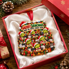 Load image into Gallery viewer, Merry Grinchmas from the Office Chaos Crew - Personalized Acrylic Ornament for Coworkers
