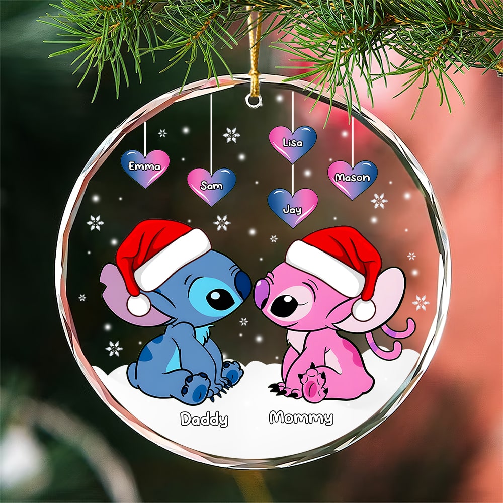 Personalized Family Christmas Ornament - Cartoon Characters Kissing Ornament PopCulturePrints