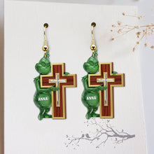 Load image into Gallery viewer, Let Your Faith Shine: Green Monster Personalized Acrylic Earrings - Custom Gift for Jesus Lovers Earrings PopCulturePrints
