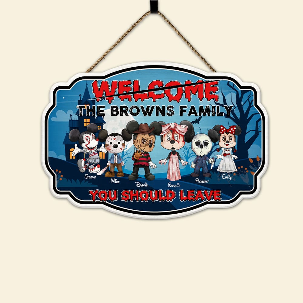Personalized Spooky Family Welcome Wood Sign - Halloween Edition Wood Sign PopCulturePrints