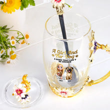 Load image into Gallery viewer, A Girl And Her Dog - A Bond That Can&#39;t Be Broken - Personalized Glass Flower Tea Cup for Dog Lovers Glass Flower Tea Cup PopCulturePrints
