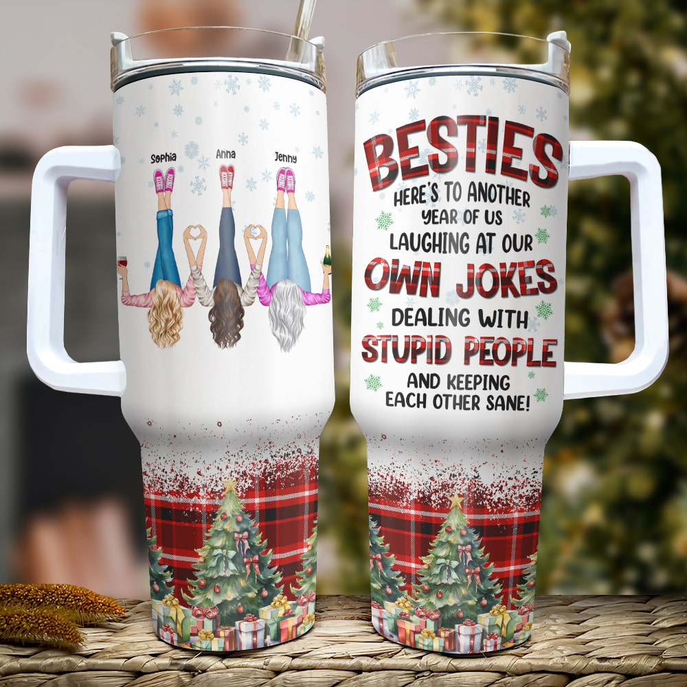 Personalized Best Friends Tumbler with Handle - Christmas Gift Tumbler Cup PopCulturePrints