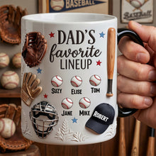 Load image into Gallery viewer, “Dad's Favorite Lineup” - Personalized Baseball Dad Magic Coffee Mug - Perfect Gift for Dad, Grandpa, and All Baseball Lovers Coffee Mug PopCulturePrints
