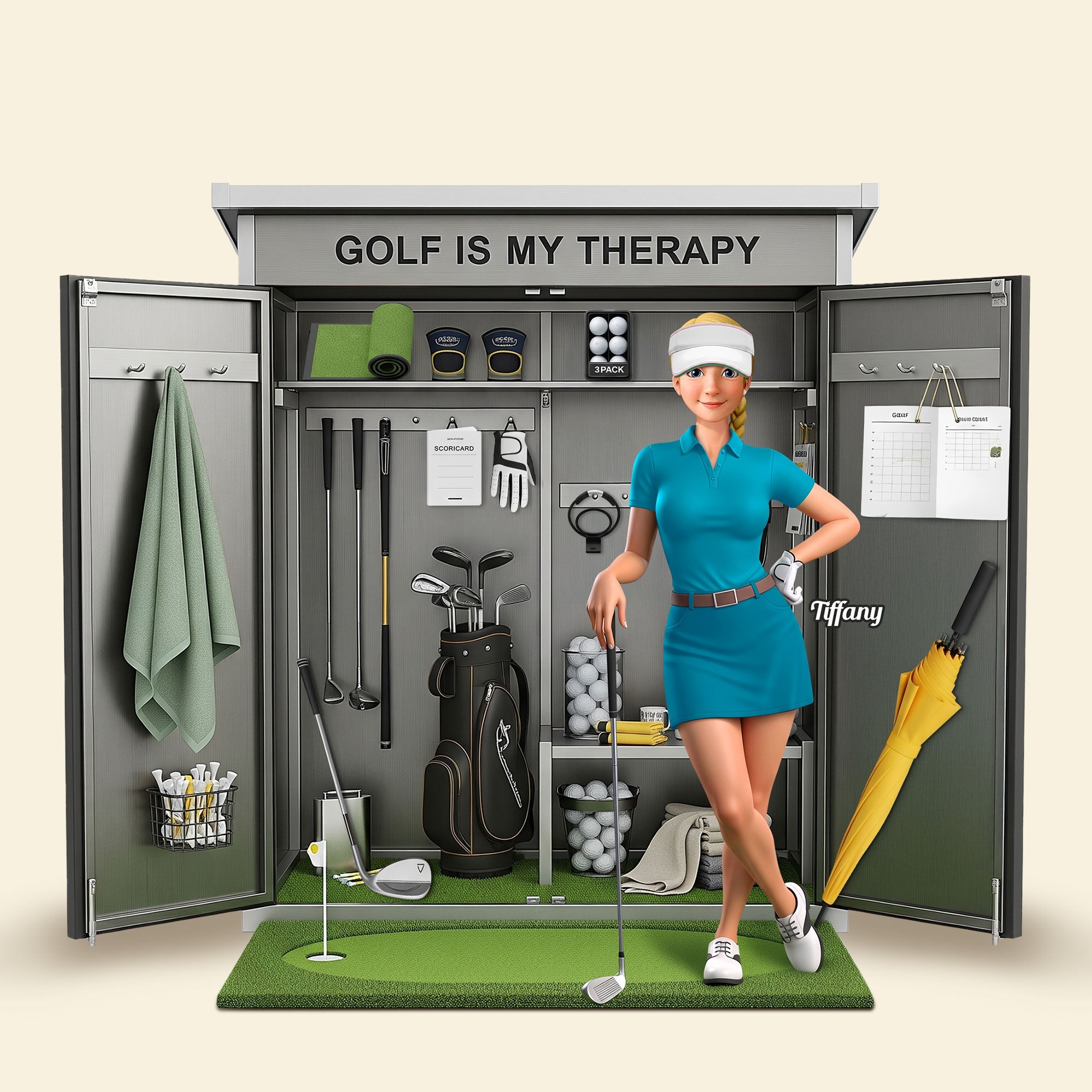 Golf Is My Therapy - Personalized Golf Plaque for Golf Lovers Shaped Plaques PopCulturePrints