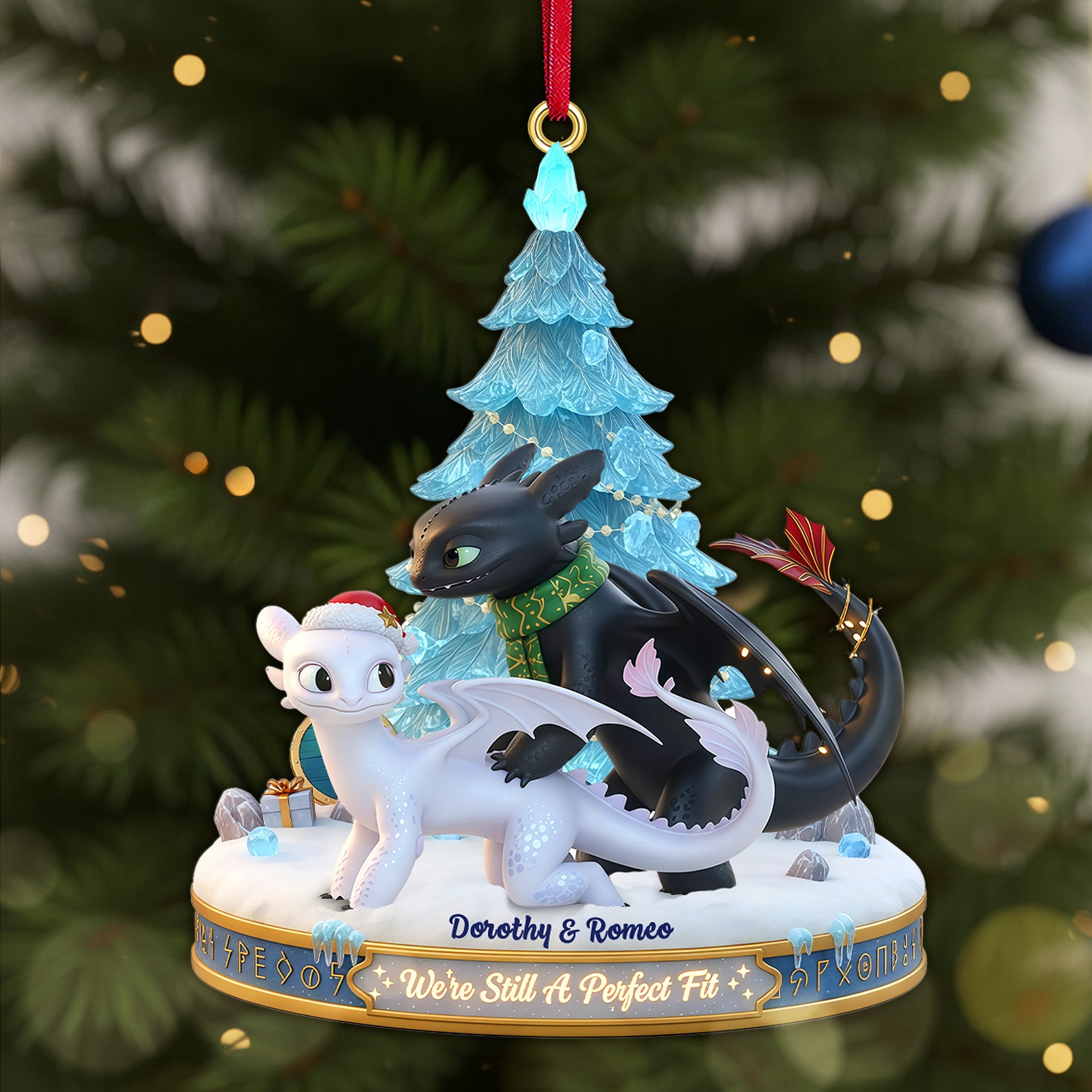 We're Still A Perfect Fit - Personalized Couples Christmas Acrylic Ornament Ornament PopCulturePrints