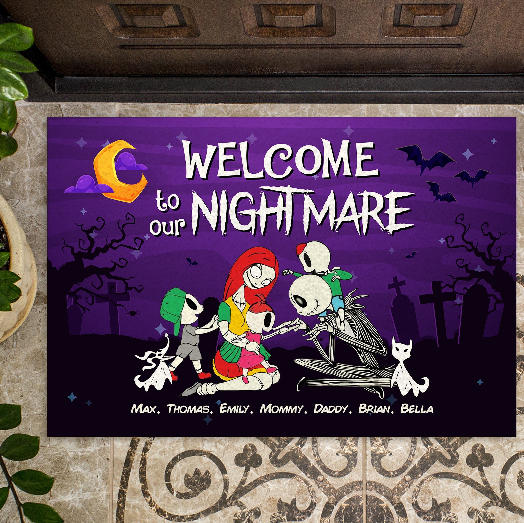 Personalized Horror Themed Family Doormat - Welcome to Our Nightmare Doormat PopCulturePrints