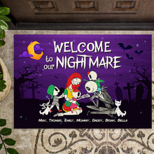 Load image into Gallery viewer, Personalized Horror Themed Family Doormat - Welcome to Our Nightmare Doormat PopCulturePrints
