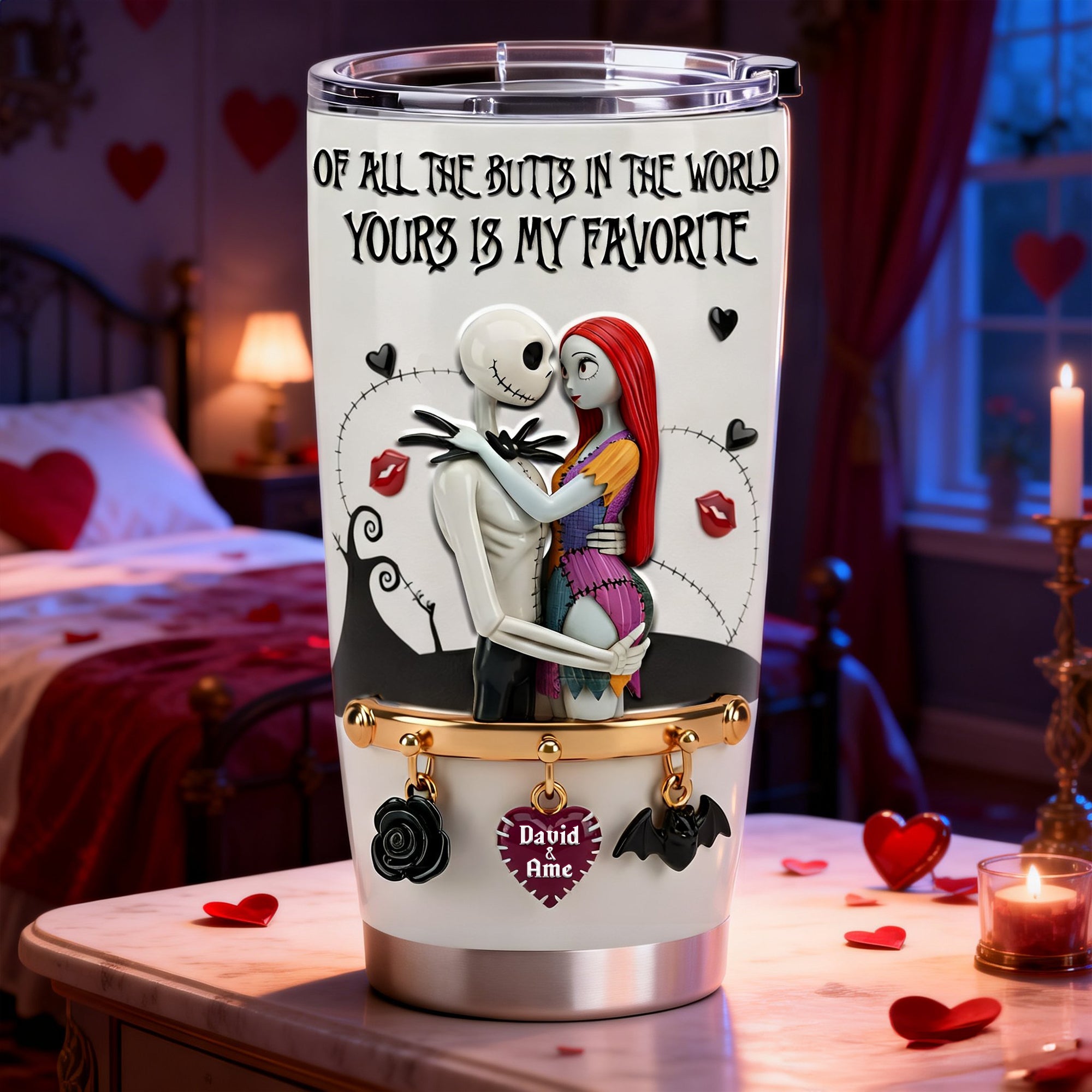 Of All the Butts in the World, Yours is My Favorite - Playful Spooky Couple Tumbler | Personalized Gift for Couples Tumbler Cup PopCulturePrints
