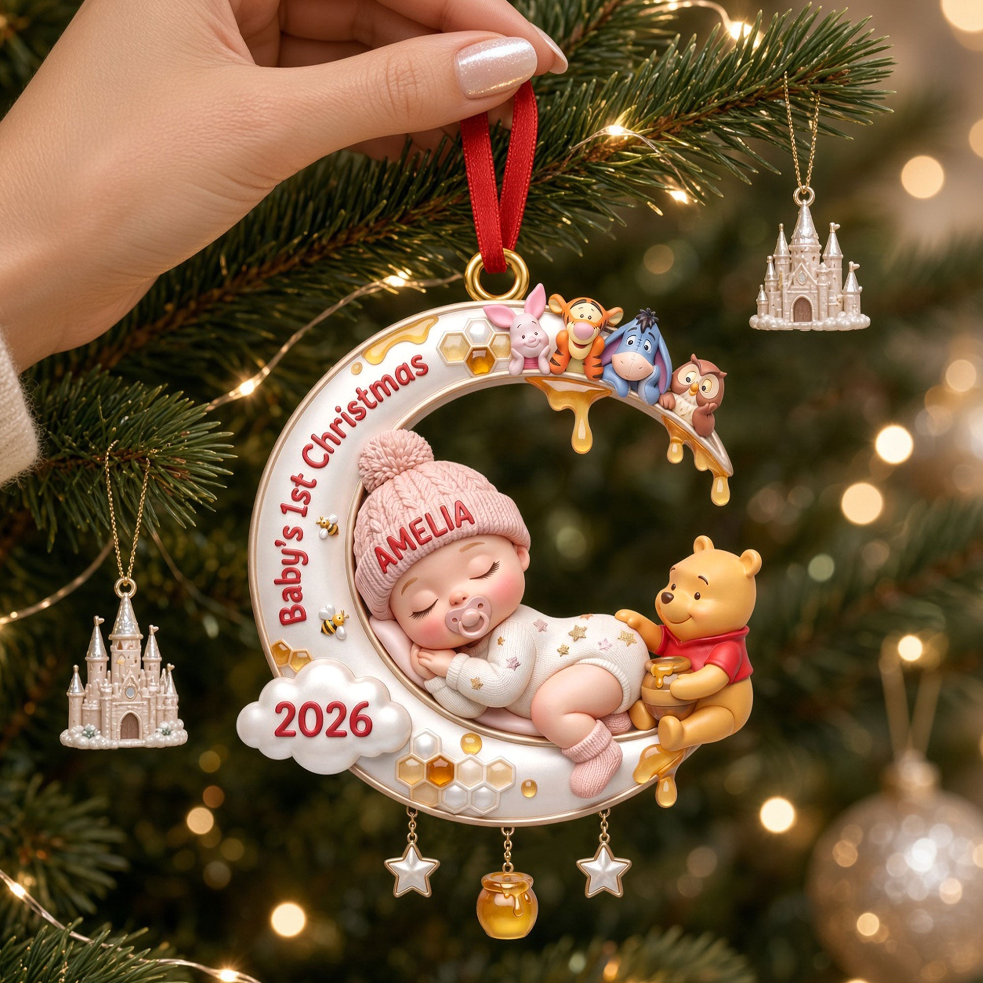 "A Magical First Christmas Memory" - Personalized Baby Ornament - Gift for New Parents, Children, and Grandparents