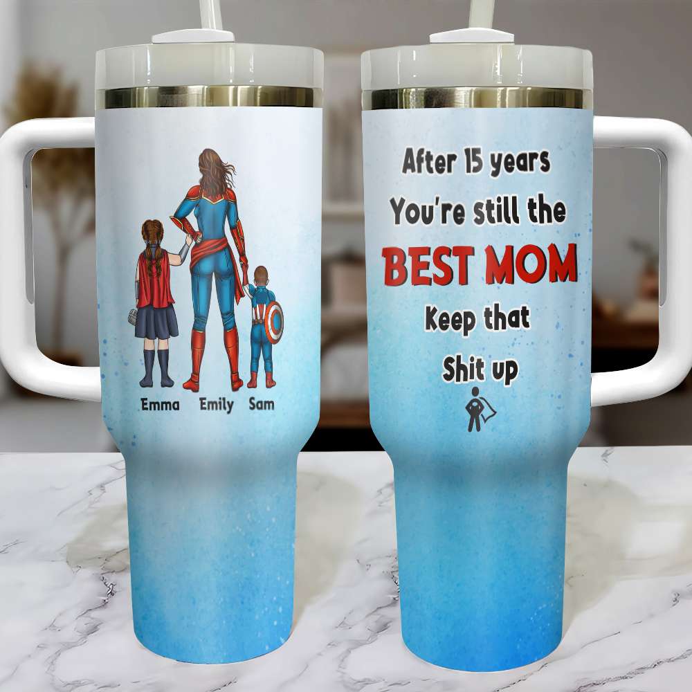 Custom Superhero Mom Tumbler - Personalized Gift for Mom Tumbler Cup PopCulturePrints