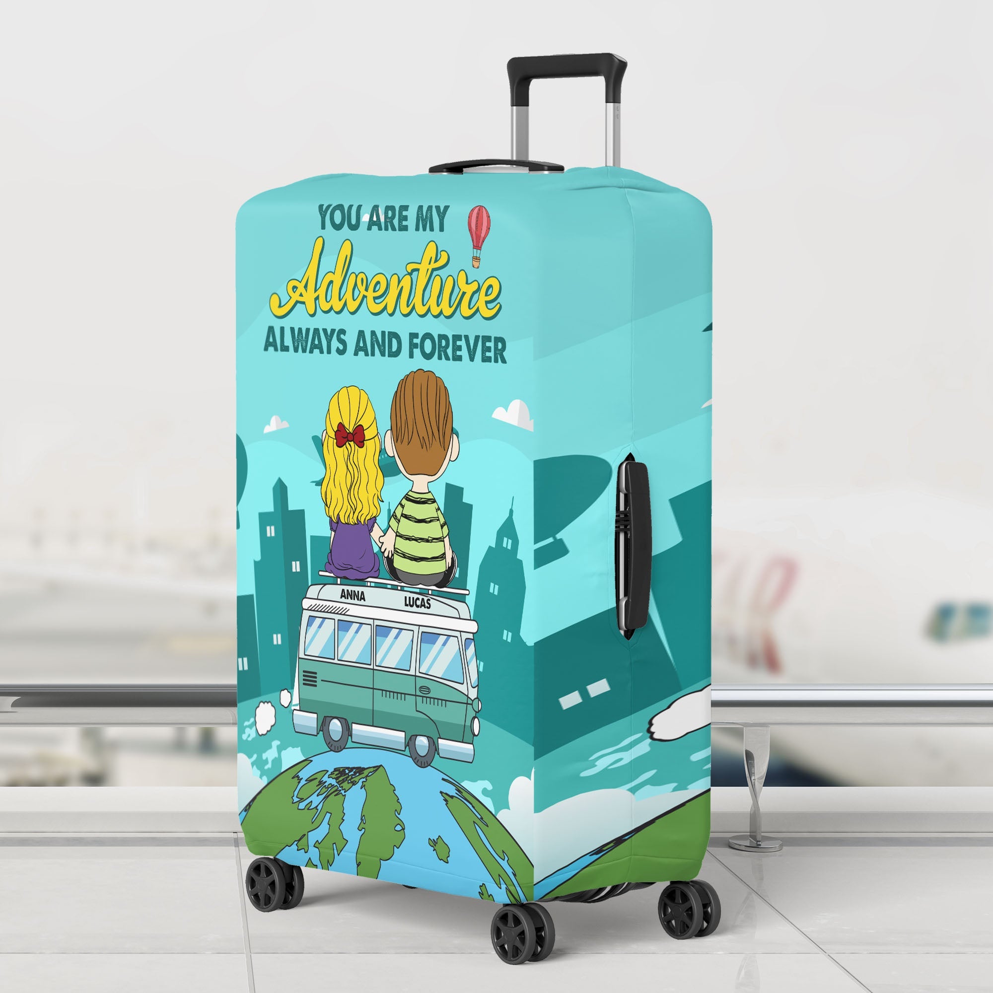 Personalized Adventure Luggage Cover for Couples Luggage Covers PopCulturePrints