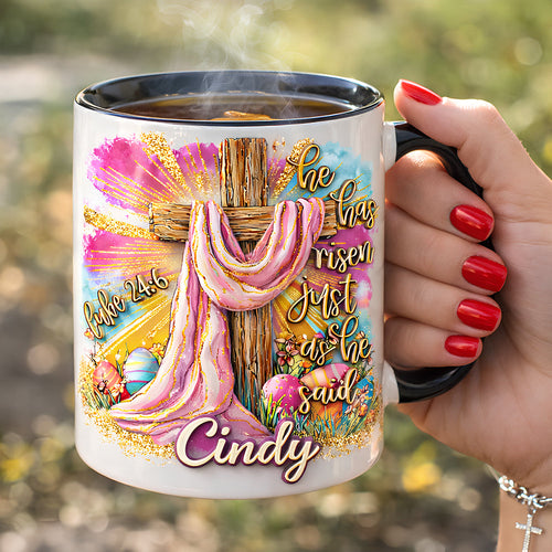 He Has Risen Mug - Personalized Gift for Christians Coffee Mug PopCulturePrints