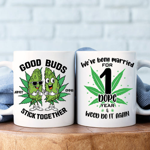 Personalized Couple Coffee Mug - Good Buds Theme Coffee Mug PopCulturePrints