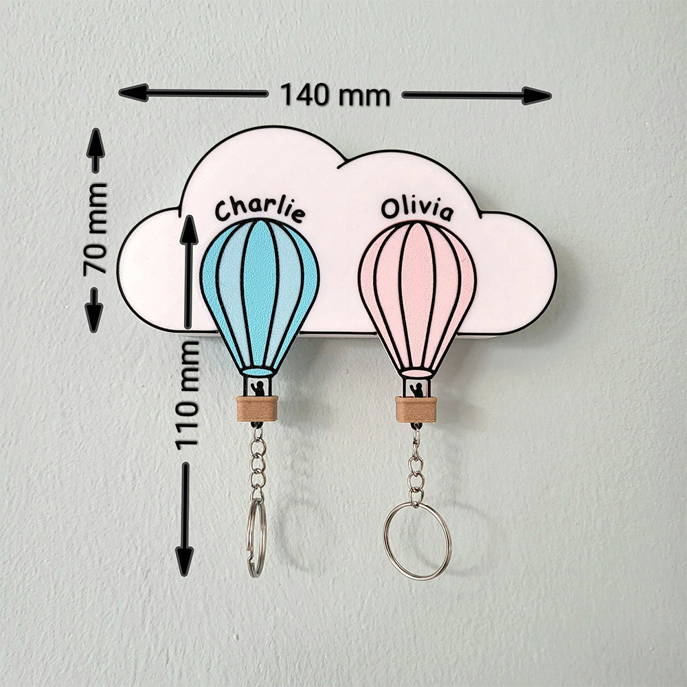 Personalized Hot Air Balloon Family Key Holder