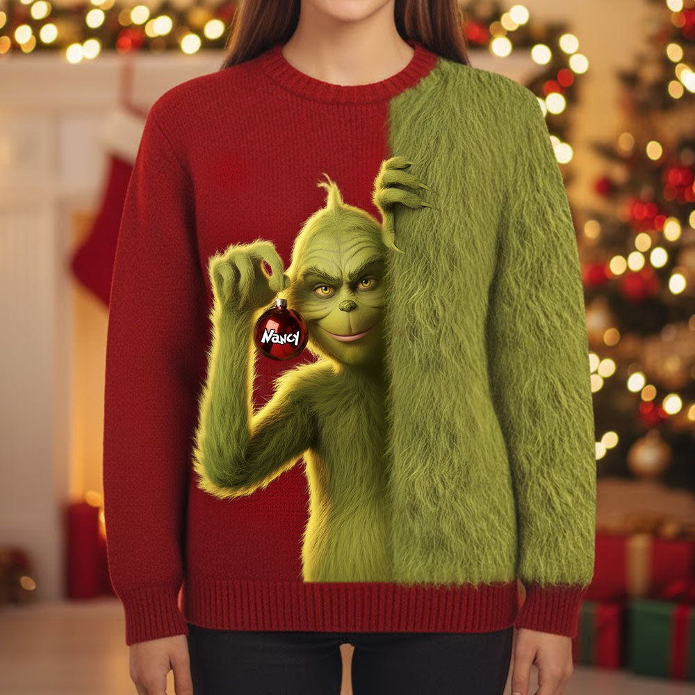 "Unleash Your Inner Grinch!" - Personalized Green Monster Ugly Sweater - Unique Christmas Gift for Everyone AOP Products PopCulturePrints