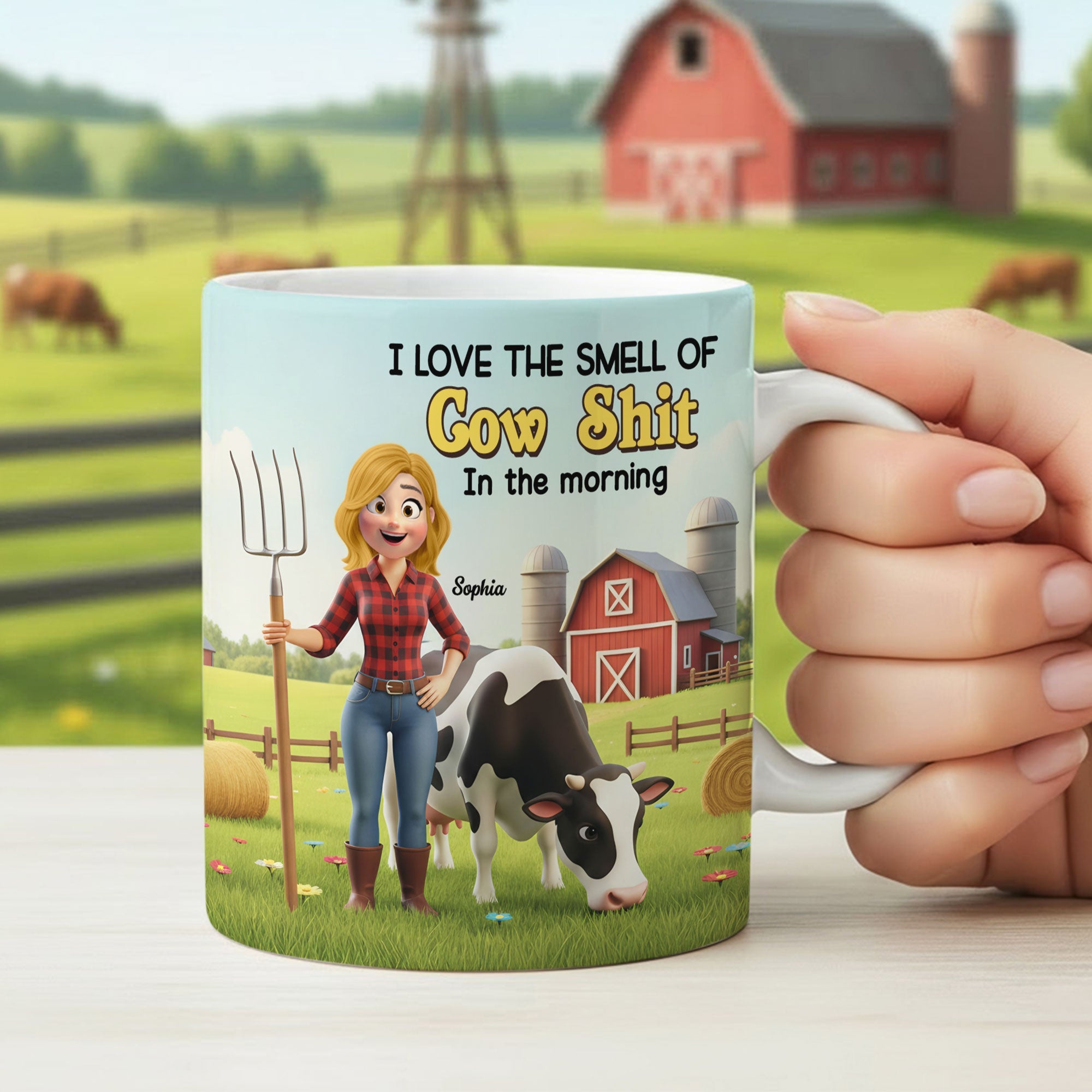 "I Love the Smell of Cow Shit in the Morning" - Personalized Cow Farmer Coffee Mug - Unique Gift for Farmers Coffee Mug PopCulturePrints