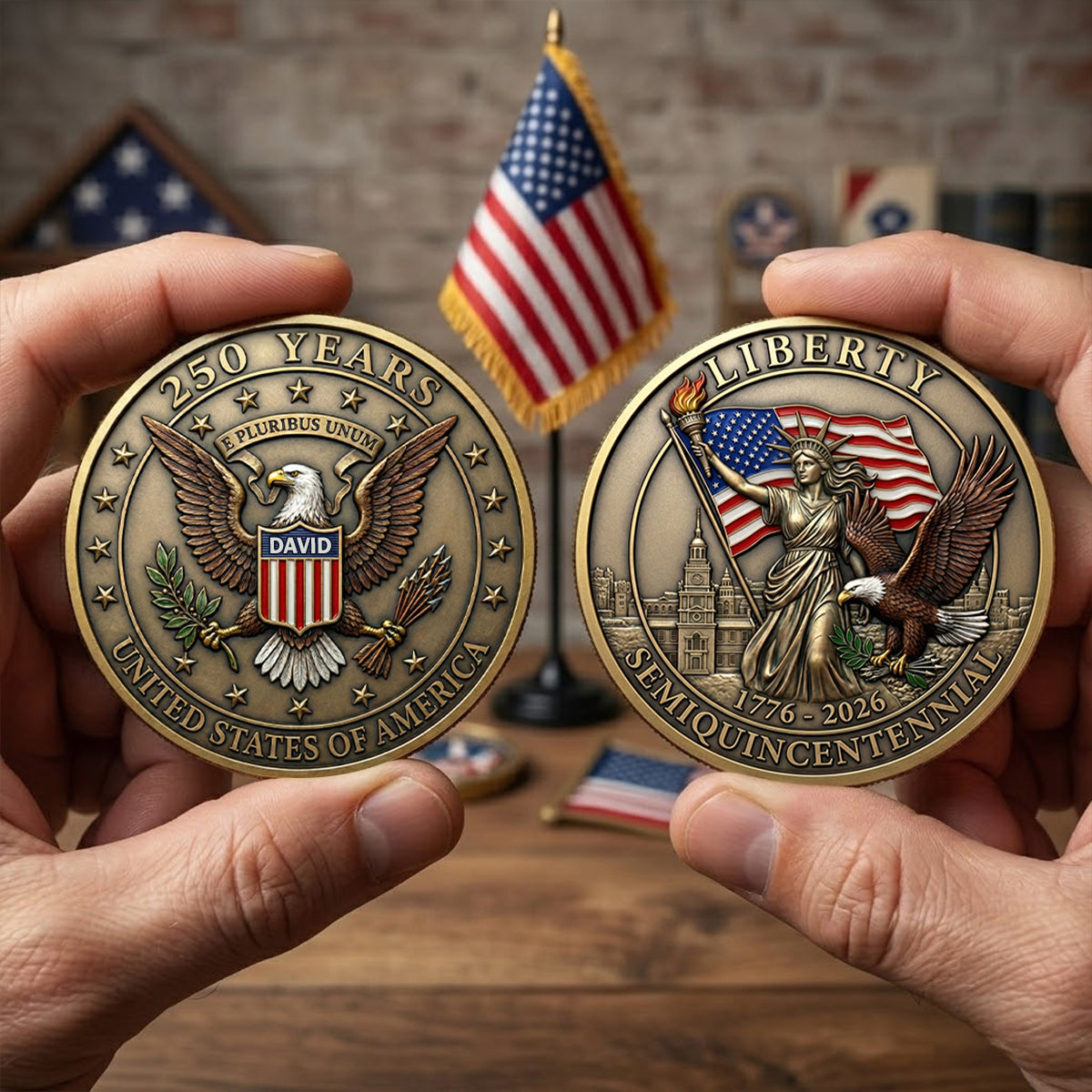 250 Years of Liberty Commemorative Metal Coin - Personalized Anniversary Gift for History Lovers Coin PopCulturePrints