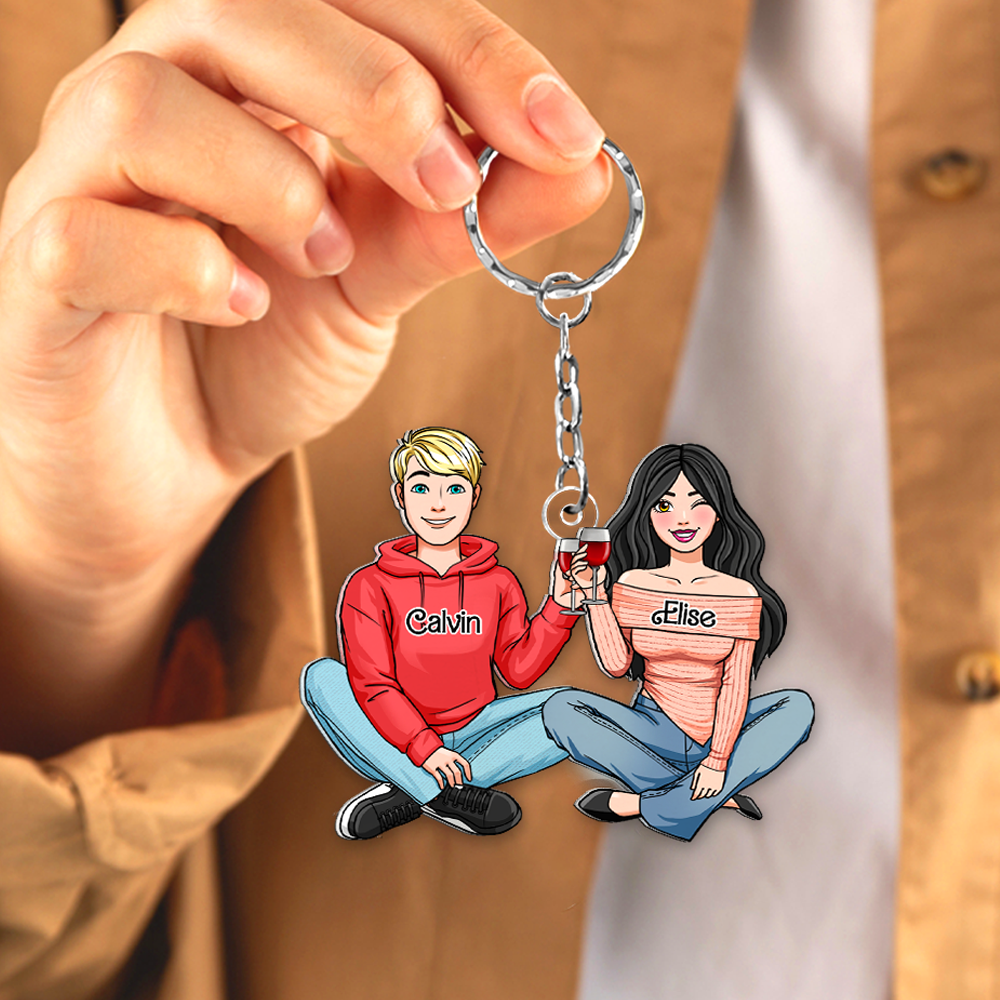 Personalized Couple Keychain - Customizable Couple Charm Keychains PopCulturePrints