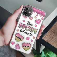 Load image into Gallery viewer, This Mom Belongs To - Personalized Heart Icon 3D Inflated Effect Phone Case Clear Phone Case PopCulturePrints

