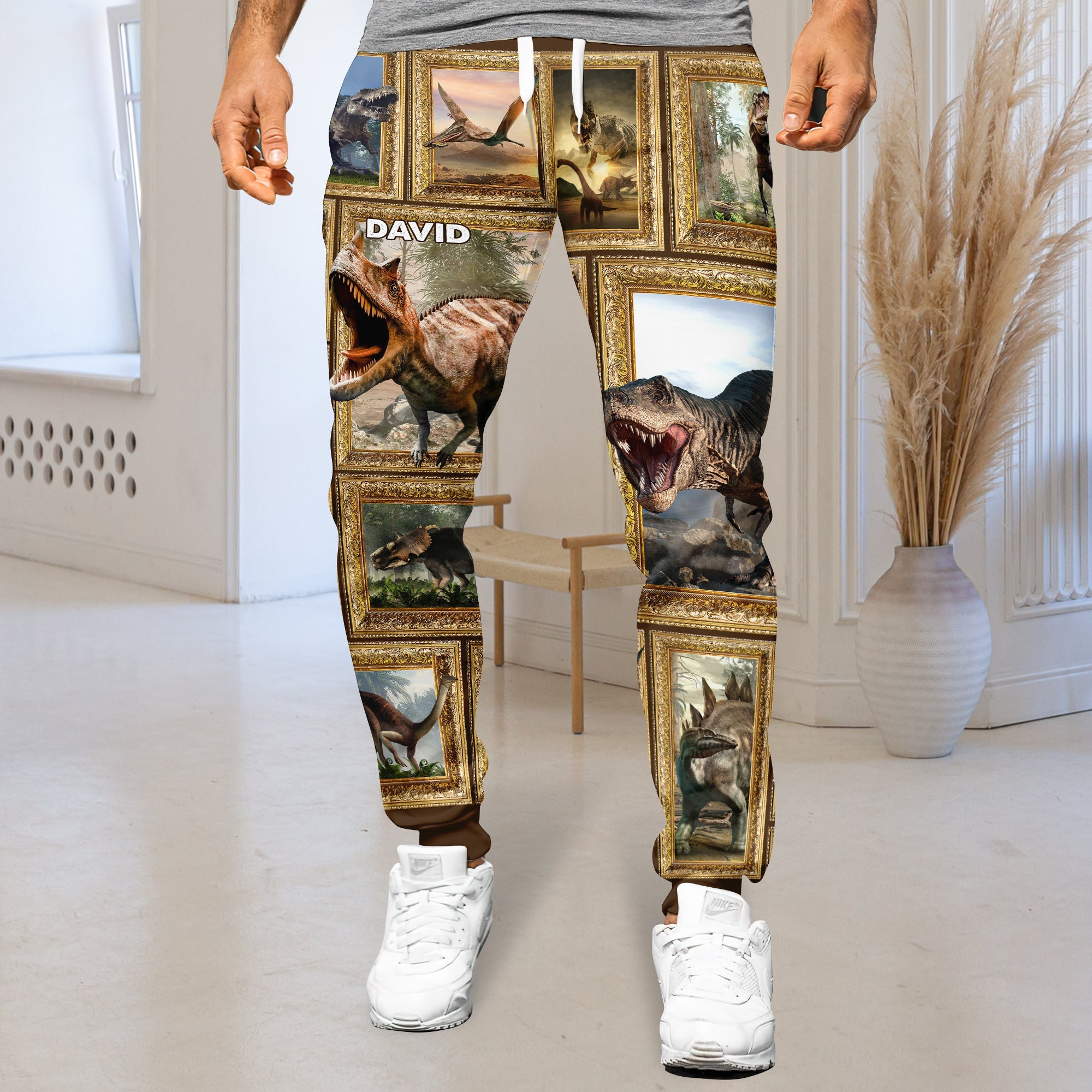 Personalized Dinosaur Lovers Joggers - Unique Custom Sweatpants Shorts and Pants PopCulturePrints