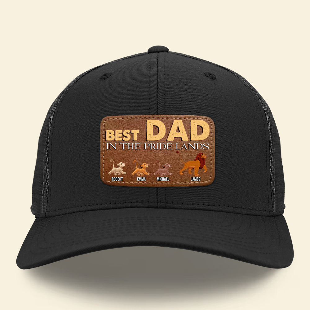 Customizable Best Dad Leather Patch Hat - Lion Kingdom Theme