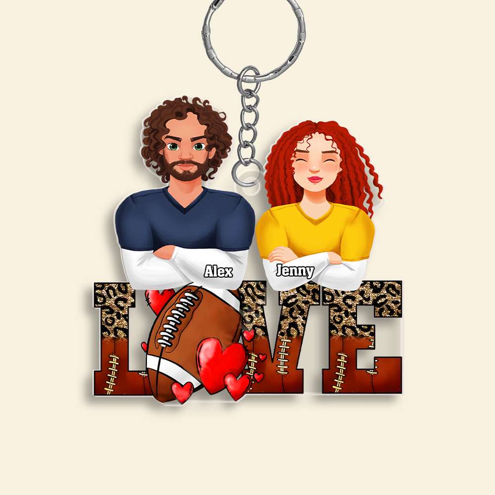 Personalized Acrylic Keychain for Football Lovers - Couple Valentine Edition Keychains PopCulturePrints