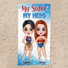 Load image into Gallery viewer, Personalized My Sister My Hero Beach Towel Beach Towel PopCulturePrints
